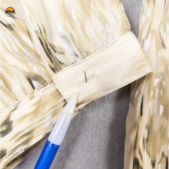 Chico's Popover Blouse Top Tan Abstract Print Metallic Boho Women's Plus Size 3 - Picture 4 of 13